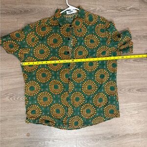 Men's Green & Orange Sunburst Print Short-Sleeve Shirt